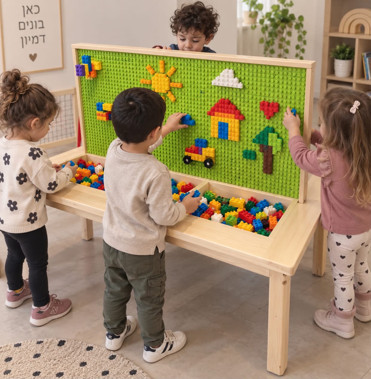 שולחן לגו דו-צדדי מעץ מלא